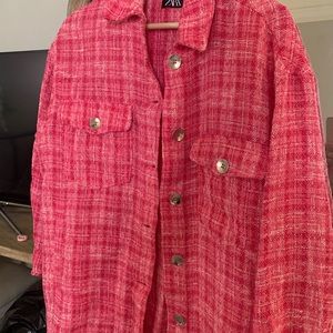 Zara textured woven pink shirt/jacket